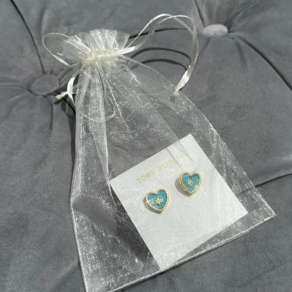 new turquoise tory burch heart earrings